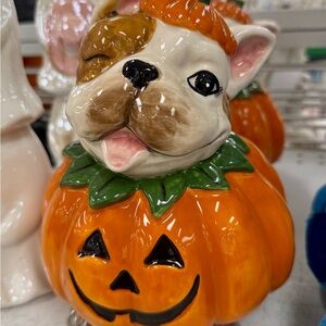 Blue Sky Orange Bulldog Pumpkin Decor